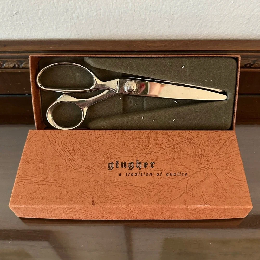 Gingher Pinking Shears 7.5 Inch Chrome Plated Sewing Scissors with Original Box
